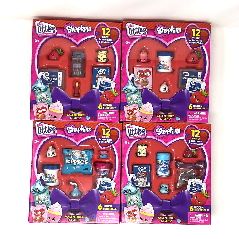 Set 4 Shopkins Real Littles‎ Valentines 12 pc 48 total 24 Shopkins 24 Mini Packs
